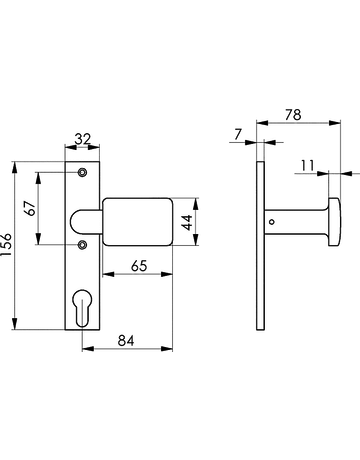 Bild Türknopfschild 486 Z Alu F1 fest gekröpft - AMF-1