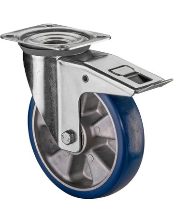 Lenkrolle L420.B92 mit Totalfeststeller Rad Ø 160mm 300kg, Stahl verzinkt - BS ROLLEN
