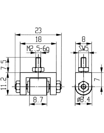 Bild Messeinsatz Rolle D.8,4mm Stahl M2,5 KÄF ER - Käfer-0