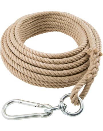Multifunktionsseil 16 mm, 30 m lang, beigebraun, mit Schlaufe, Kuhwirbel, Karabi - Neutral