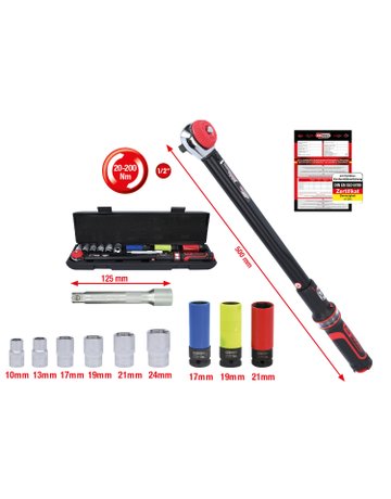 Bild Drehmomentschlüssel-Satz 1/2"" 11-tlg ERGOTORQUEprecision 20-200 Nm - KS TOOLS-0