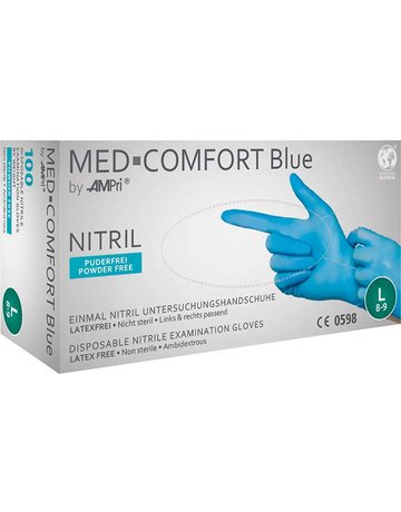 Einweghandschuhe Nitril, MED COMFORT BLU E, puderfrei, Gr. S - n.a.