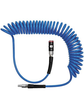 Spiralschlauch PU blau, Sicherheits-Kupplung und Stecker NW7,4 10x6,5mm 10m RIEG - RIEGLER