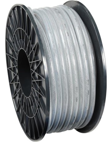 Bild PVC-Druckschlauch, klar 9x3mm,m.Gewebe, 60m auf Spule auf Spule - floraworld-1