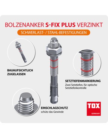 Bild Bolzenanker S-FIX Plus M12x180/ 88+103 z n Opt.7 - TOX-0