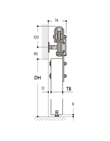 Bild CASA Komplettset für Holztür 35-45mm mit 2100mm Schiene schwarz gepulvert - ABP-Beyerle-6