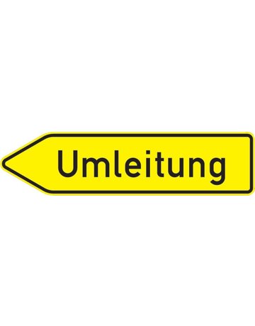 VKZ.454-10, 1250x350mm Umleitung linkswe isend RAL-Gütezeichen Folie RA2 - Neutral