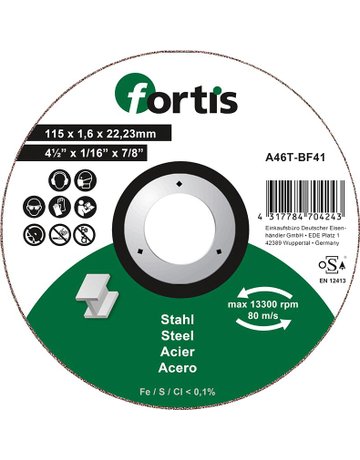 Trennscheibe Stahl 115 x 1,6mm gerade FO RTIS - fortis