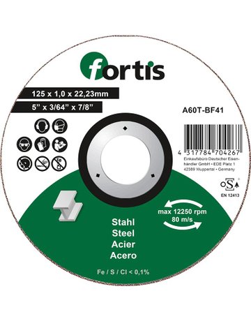 Trennscheibe Stahl 125 x 1,0mm gerade FO RTIS - fortis