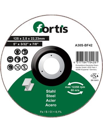 Trennscheibe Stahl 125 x 2,5mm gekröpft FOR TIS - fortis