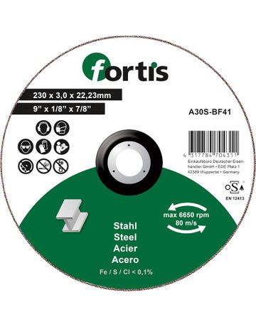 Trennscheibe Stahl 230 x 3,0mm gerade FO RTIS - fortis
