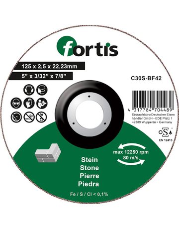 Trennscheibe Stein 125 x 2,5mm gekröpft FOR TIS - fortis