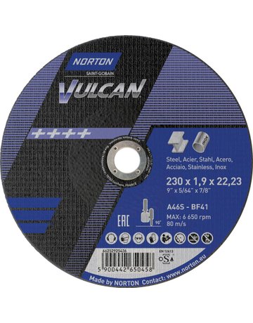 Trennscheibe Vulcan Stahl/Inox gerade 23 0x1,9 - Norton
