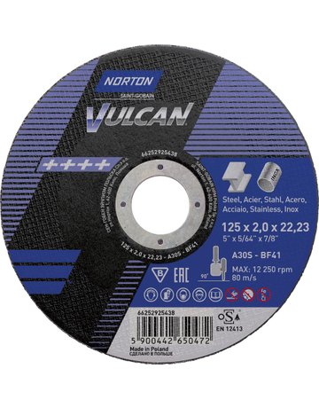 Trennscheibe Vulcan Stahl/Inox gerade 12 5x2,0 - Norton