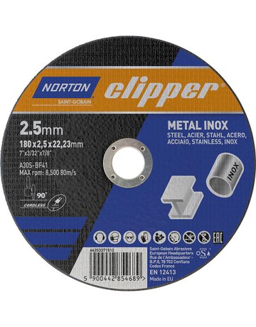 Trennscheibe Metall-Inox A30S-180x2.5x22 .23mm - CLIPPER