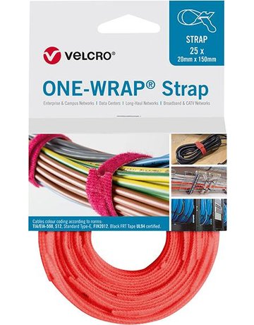 VELCRO Klettkabelbinder ONE-WRAP Strap 2 0 x 330mm, orange, 25 Stück