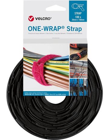 VELCRO Klettkabelbinder ONE-WRAP Strap 2 0 x 330mm, schwarz, 100 Stück