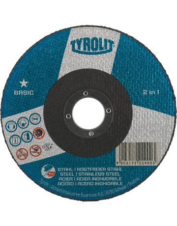 Trennscheibe 2in1 BASIC 230 x 1,9 mm ger ade für Stahl/VA Tyrolit