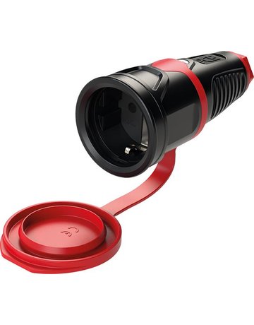 Schutzkontaktkupplung IP54 Vollgummi+Dec kelband 16A / 250V AC / 3p (2P+E) - PCE