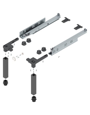 SPACE STEP Set, Kunststoff / Stahl, NL=410 mm, oriongrau matt - Blum