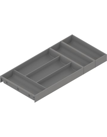AMBIA-LINE Besteckeinsatz, für MERIVOBOX Schubkasten, Kunststoff / Stahl, 6 Besteckfächer, NL=650 mm, Breite=300 mm, indiumgrau matt - Blum