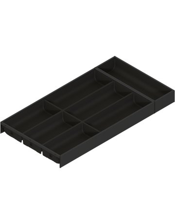 AMBIA-LINE Besteckeinsatz, für LEGRABOX/MERIVOBOX Schubkasten, Kunststoff / Stahl, 7 Besteckfächer, NL=600 mm, Breite=300 mm, carbonschwarz matt - Blum