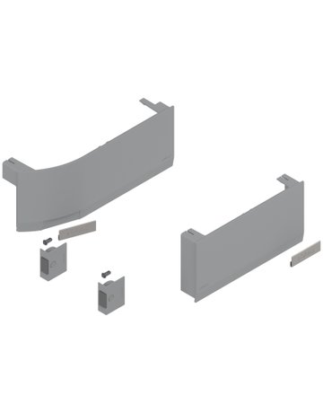AVENTOS HK top Hochklappe, Abdeckkappe groß (inkl. Auslöseschalter zum Einbohren, beigepackt), glatt, links/rechts, für SERVO-DRIVE, hellgrau/inox-g. - Blum