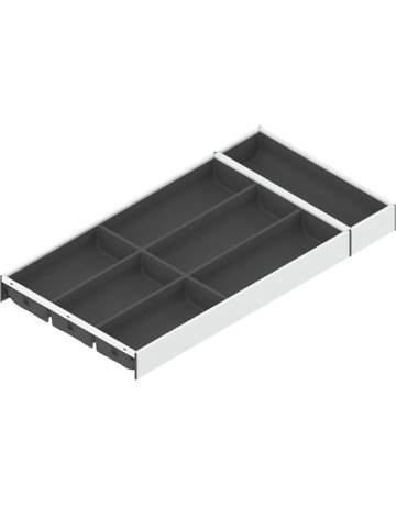 AMBIA-LINE Besteckeinsatz, für LEGRABOX/MERIVOBOX Schubkasten, Kunststoff / Stahl, 7 Besteckfächer, NL=600 mm, Breite=300 mm, seidenweiss /oriongr. - Blum