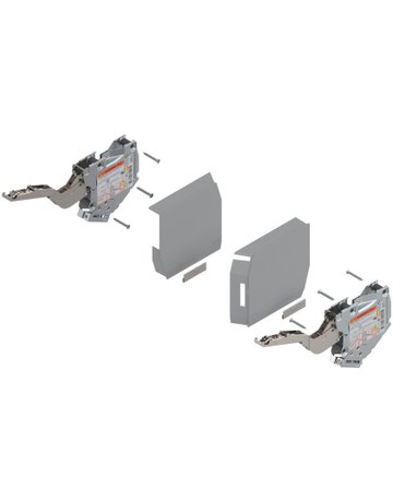 AVENTOS HK-S Hochklappe, Kraftspeicher (Set), LF=220-500 (bei 2 Stück), zum Schrauben, für TIP-ON, hellgrau/inox-g. - Blum