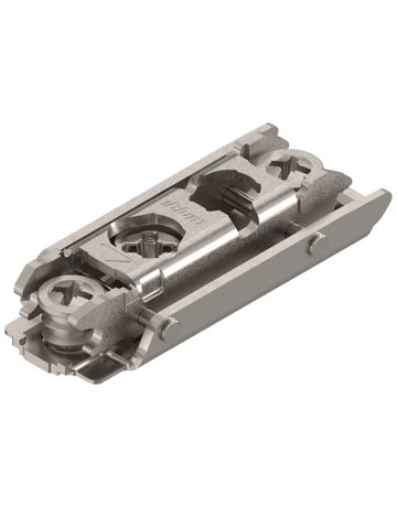 CLIP Montageplatte, gerade, 0 mm, Stahl, Systemschrauben vormontiert-Zwillingsanschlag, HV: Exzenter, vernickelt - Blum