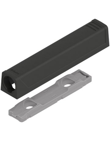 TIP-ON Adapterplatte für Türen, Langversion, gerade, Schrauben, carbonschwarz - Blum