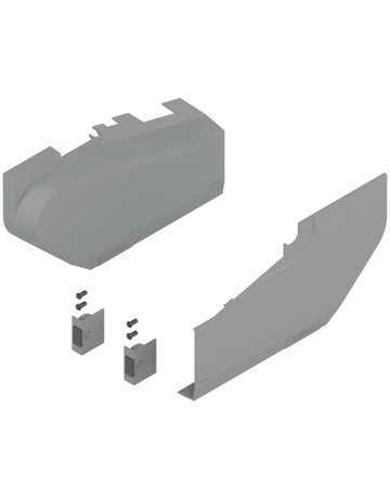 AVENTOS HS Hochschwenkklappe, Abdeckkappe groß, glatt, links/rechts, für SERVO-DRIVE, hellgrau/inox-g. - Blum