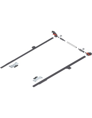 MERIVOBOX Seitenstabilisierung, NL=650 mm, KB=1400 mm, Vollauszug, zum Ablängen, R7037 staubgrau - Blum