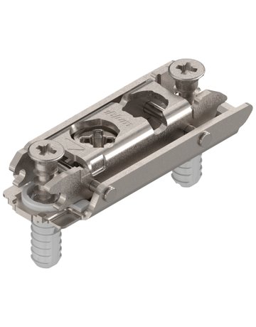 CLIP Montageplatte, gerade, 0 mm, Stahl, EXPANDO (vormontierte Spezialschrauben mit Spreizdübel), HV: Exzenter, vernickelt - Blum