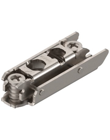 CLIP Montageplatte, gerade, 3 mm, Stahl, mit vormontierten Systemschrauben, HV: Exzenter, vernickelt - Blum