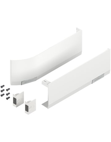 Abdeckkappenset AVENTOS HF/HS/HL (inkl. Auslöseschalter zum Einbohren, beigepackt), glatt, links/rechts, für SERVO-DRIVE, seidenweiss/inox-g. - Blum