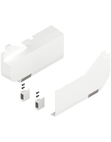 AVENTOS HL Hochliftklappe, Abdeckkappe groß (inkl. Auslöseschalter zum Einbohren, beigepackt), glatt, links/rechts, für SERVO-DRIVE, seidenweiss/inox-g. - Blum