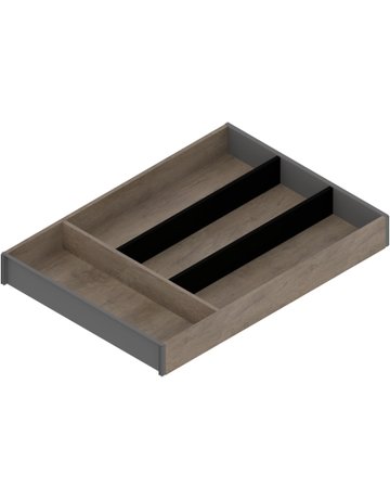 AMBIA-LINE Besteckeinsatz, für LEGRABOX/MERIVOBOX Schubkasten, Holzdesign, 4 Besteckfächer, NL=450 mm, Breite=300 mm, Nebr.Eiche/oriongrau - Blum
