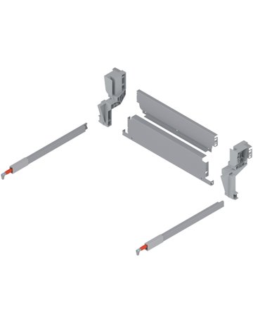 TANDEMBOX Stahlrückwand für Müllauszug hängend, Höhe M (96,5 mm), LW=460-464 mm, R9006 w-alu/weissgr. - Blum