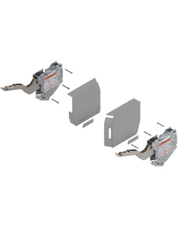 AVENTOS HK-S Hochklappe, Kraftspeicher (Set), LF=220-500 (bei 2 Stück), zum Schrauben, hellgrau/inox-g. - Blum