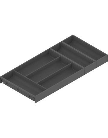AMBIA-LINE Besteckeinsatz, für LEGRABOX/MERIVOBOX Schubkasten, Kunststoff / Stahl, 6 Besteckfächer, NL=650 mm, Breite=300 mm, oriongrau matt - Blum
