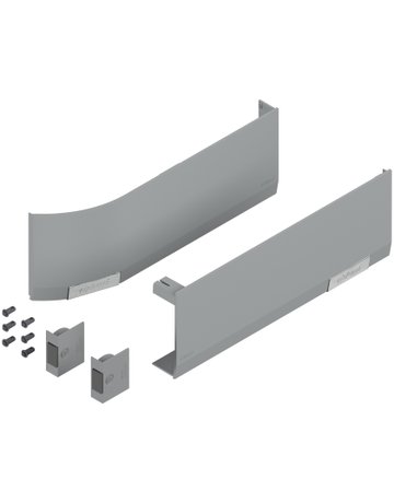 Abdeckkappenset AVENTOS HF/HS/HL (inkl. Auslöseschalter zum Einbohren, beigepackt), glatt, links/rechts, für SERVO-DRIVE, hellgrau/inox-g. - Blum