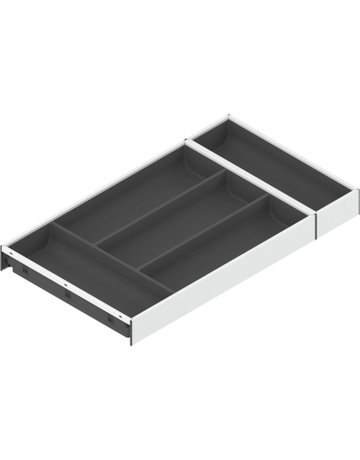 AMBIA-LINE Besteckeinsatz, für LEGRABOX/MERIVOBOX Schubkasten, Kunststoff / Stahl, 5 Besteckfächer, NL=550 mm, Breite=300 mm, seidenweiss /oriongr. - Blum