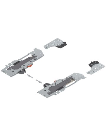 Set (TIP-ON BLUMOTION Einheit + Mitnehmer + Adapter), für TANDEMBOX, Typ S1, NL=270-300 mm, Gesamtgewicht des Auszugs=10-20 kg, links/rechts, R7035 lichtgrau