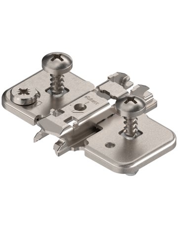 CLIP Montageplatte, kreuz, 0 mm, Stahl, EXPANDO (vormontierte Spezialschrauben mit Spreizdübel), HV: Exzenter, vernickelt - Blum