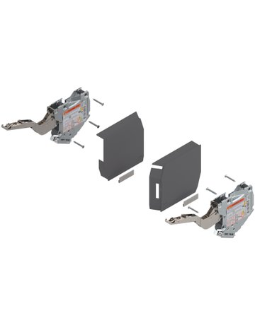 AVENTOS HK-S Hochklappe, Kraftspeicher (Set), LF=960-2215 (bei 2 Stück), zum Schrauben, für TIP-ON, tiefgrau/inox-g. - Blum