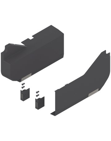 AVENTOS HL Hochliftklappe, Abdeckkappe groß (inkl. Auslöseschalter zum Einbohren, beigepackt), glatt, links/rechts, für SERVO-DRIVE, tiefgrau/inox-g. - Blum
