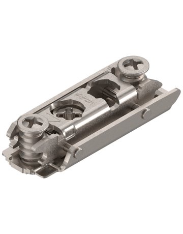 CLIP Montageplatte, gerade, 0 mm, Stahl, mit vormontierten Systemschrauben, HV: Exzenter, vernickelt - Blum