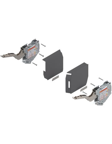AVENTOS HK-S Hochklappe, Kraftspeicher (Set), LF=220-500 (bei 2 Stück), zum Schrauben, für TIP-ON, tiefgrau/inox-g. - Blum