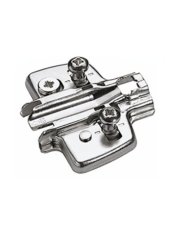 Kreuzmontageplatte mit Direkt-Höhenverstellung, vernickelt, Lochreihe 37 x 32 mm, mit Euroschrauben (für Bohrung ø 5 x 8 mm), Distanz 0.0 mm - Hettich